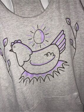 John Deere Light Gray Tank with Lavender Bird Graphic